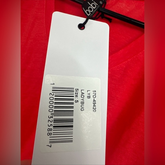 Bobi Los Angeles Small V NECK Linen Rayon Top Ladybug Red $75 - Picture 2 of 4